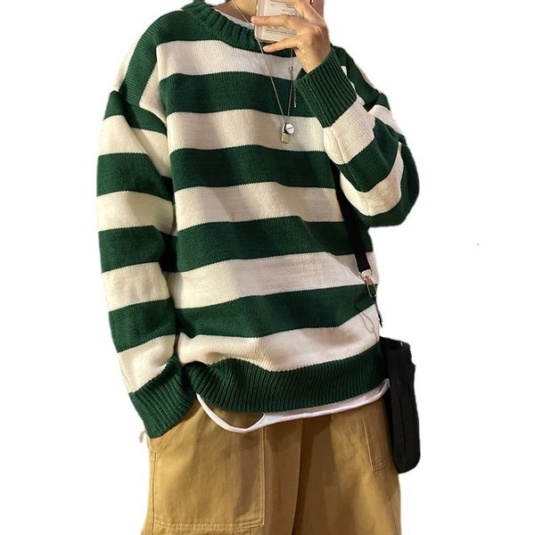 men's sweaters autumn winter loose crewneck boys korean version trend personality hong kong wind striped couple coat 230222, White;black
men's sweaters autumn winter loose crewneck boys korean version trend personality hong kong wind striped couple coat 230222, White;black