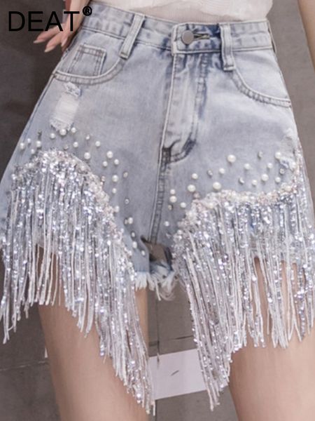 women's shorts deat women beaded sequins tassel broken pearls high waist fashion temperament spring summer 2023 11d5412 230222, White;black
women's shorts deat women beaded sequins tassel broken pearls high waist fashion temperament spring summer 2023 11d5412 230222, White;black