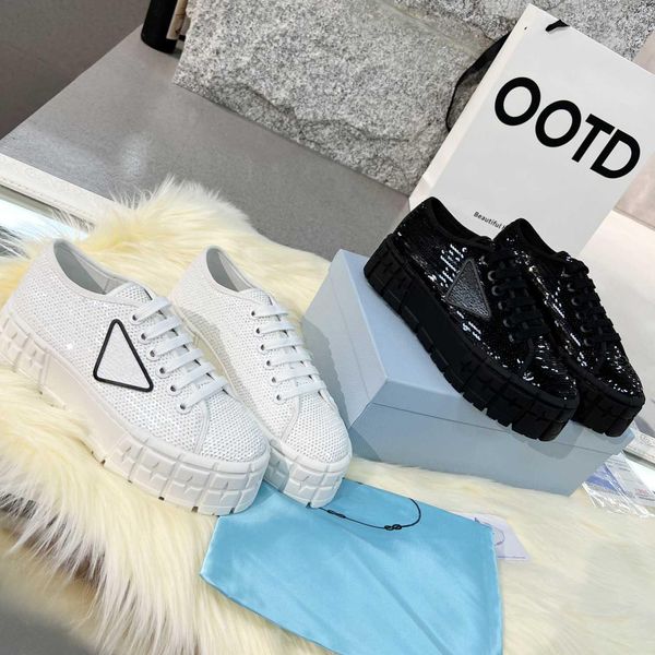 with box prad r women runners tranners shoe fashion ladies platform decorative tire pattern casual shoes double wheel sequined jm, Black
with box prad r women runners tranners shoe fashion ladies platform decorative tire pattern casual shoes double wheel sequined jm, Black