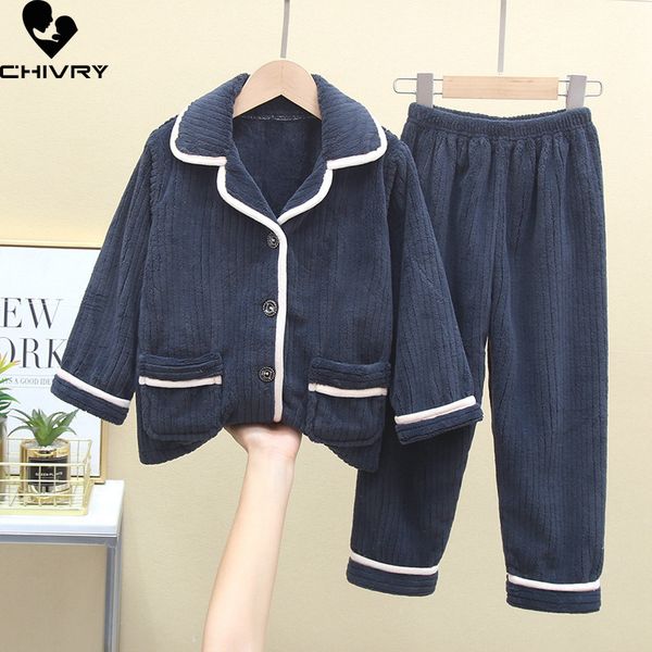 pajamas kids boys girls autumn winter thicken warm soft flannel pajamas solid lapel with pants sleepwear pyjamas clothing sets 230222, Blue;red
pajamas kids boys girls autumn winter thicken warm soft flannel pajamas solid lapel with pants sleepwear pyjamas clothing sets 230222, Blue;red