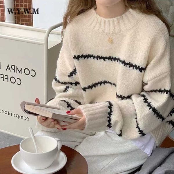 wywm french lazy oaf o-neck knitted pullover sweater women autumn loose korean stripe female contrast long sleeve 230222, White;black
wywm french lazy oaf o-neck knitted pullover sweater women autumn loose korean stripe female contrast long sleeve 230222, White;black