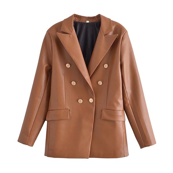 womens jackets women fashion with buttoned faux leather blazer coat vintage long sleeve flap pockets female veste femme 230222, Black;brown
womens jackets women fashion with buttoned faux leather blazer coat vintage long sleeve flap pockets female veste femme 230222, Black;brown