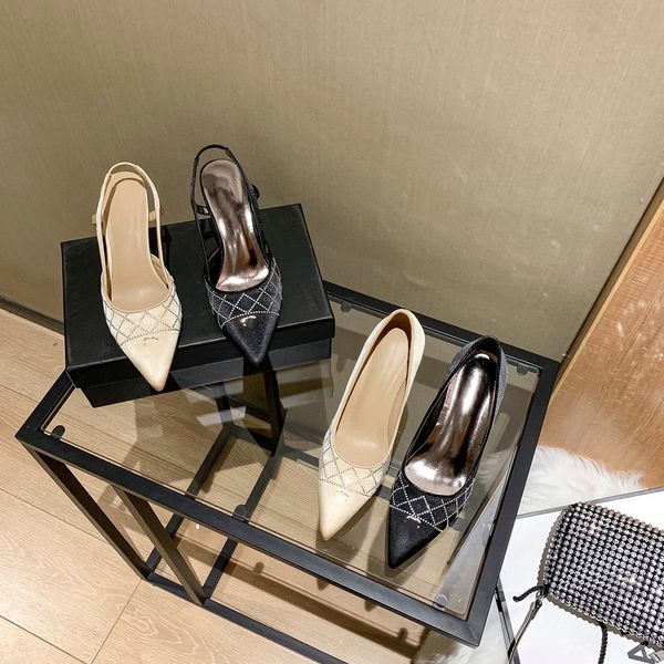 women's shoes with silk heels hollow diamond check and pointed toe french rhinestone sandals spring and summer, Black
women's shoes with silk heels hollow diamond check and pointed toe french rhinestone sandals spring and summer, Black