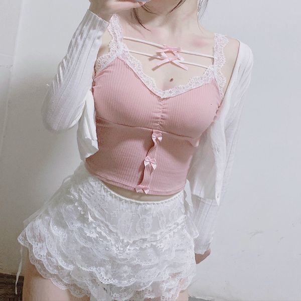 women's tanks camis pink crop women summer cute y2k lace trim bow decoration slim sweet girl lolita style aesthetic kawaii clothes 230, White
women's tanks camis pink crop women summer cute y2k lace trim bow decoration slim sweet girl lolita style aesthetic kawaii clothes 230, White