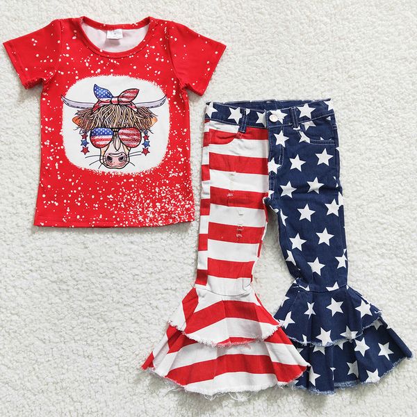new design baby girl clothes jeans set july 4th boutique girls clothing cow star print denim bell bottom outfits cute kids sets, White
new design baby girl clothes jeans set july 4th boutique girls clothing cow star print denim bell bottom outfits cute kids sets, White