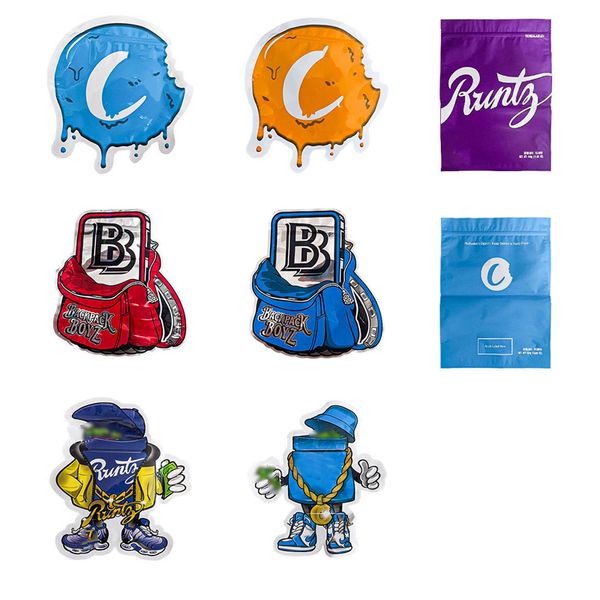 Image of Empty Irregular Smell Proof 3.5g Mylar Bags Backpack Boyz Runty Special Die Cut Shaped Bags Flower Cali Packs