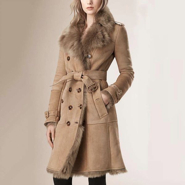 women's leather faux gl20111 winter women's real sheepskin shearling coat double breated sheep fur 230222, Black
women's leather faux gl20111 winter women's real sheepskin shearling coat double breated sheep fur 230222, Black