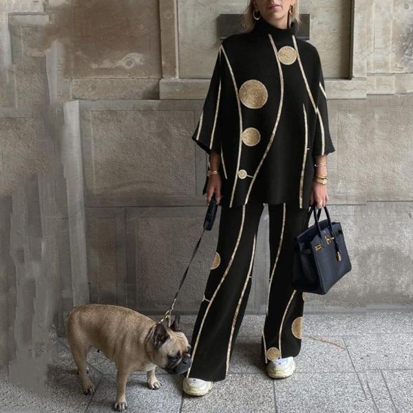 women's two piece pants casual sportswear suits retro pattern women loose outfits fashion half high collar long sleeve sweatshirt and p, White
women's two piece pants casual sportswear suits retro pattern women loose outfits fashion half high collar long sleeve sweatshirt and p, White