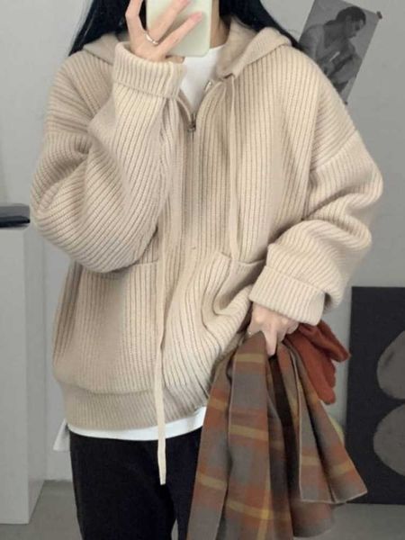 cardigan for women fashion 2022 autumn hooded knitted thickening korean sweaters oversized knit 230222, White;black
cardigan for women fashion 2022 autumn hooded knitted thickening korean sweaters oversized knit 230222, White;black