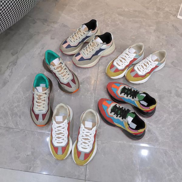 designer shoes sneaker daddy shoe casual rhyton series men women leather sneakers running shoe spring new retro knitted rubber sole platform, Black
designer shoes sneaker daddy shoe casual rhyton series men women leather sneakers running shoe spring new retro knitted rubber sole platform, Black