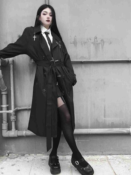 women's suits blazers fashion retro goth women dark long coat solid color sleeve cardigan loose lapel gothic style lady for autumn 2302, White;black
women's suits blazers fashion retro goth women dark long coat solid color sleeve cardigan loose lapel gothic style lady for autumn 2302, White;black
