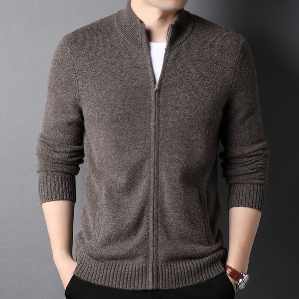 men's sweaters 100 pure cashmere shirt thickened full zipper standup collar cardigan coat youth casual outerwear 230222, White;black
men's sweaters 100 pure cashmere shirt thickened full zipper standup collar cardigan coat youth casual outerwear 230222, White;black