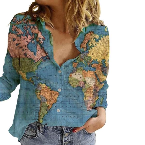 women's tshirt world map print lady long sleeve blouse summer daily causal singlebreasted turndown collar geography pattern 230222, White
women's tshirt world map print lady long sleeve blouse summer daily causal singlebreasted turndown collar geography pattern 230222, White