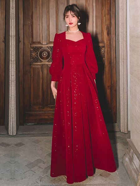 party dresses women evening dresses long sleeve elegant square collar red sequins simple prom party dress long a-line formal vestidos 230222, White;black
party dresses women evening dresses long sleeve elegant square collar red sequins simple prom party dress long a-line formal vestidos 230222, White;black