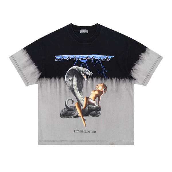 2023 men's and women's fashion t shirt western european brand designer rep xia chao new beauty snake tie dye gradual change loose, White;black
2023 men's and women's fashion t shirt western european brand designer rep xia chao new beauty snake tie dye gradual change loose, White;black