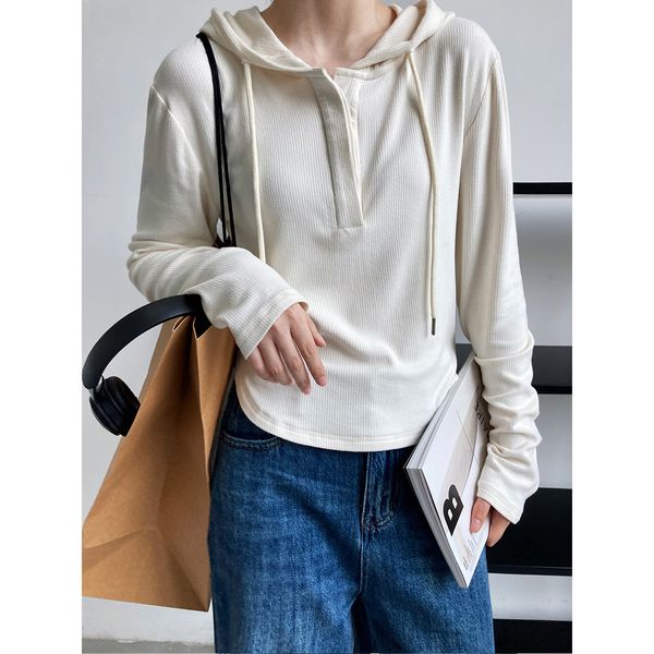 women's tshirt hooded sweater longsleeved tshirt women's 2023 spring brushed aesthetic 230221, White
women's tshirt hooded sweater longsleeved tshirt women's 2023 spring brushed aesthetic 230221, White