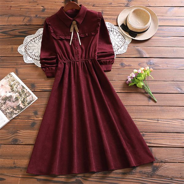 casual dresses mori girl elegant solid dress autumn winter fashion long sleeve dress for women 230222, Black;gray
casual dresses mori girl elegant solid dress autumn winter fashion long sleeve dress for women 230222, Black;gray