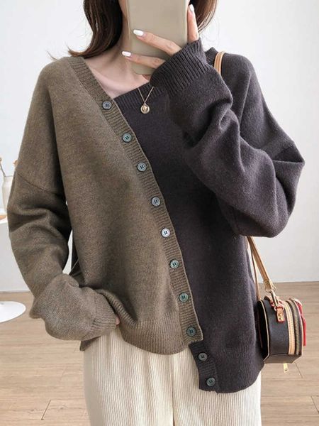 sweater women irregular oblique button contrast color long-sleeved knitted women's loose bottoming shirt 230222, White;black
sweater women irregular oblique button contrast color long-sleeved knitted women's loose bottoming shirt 230222, White;black