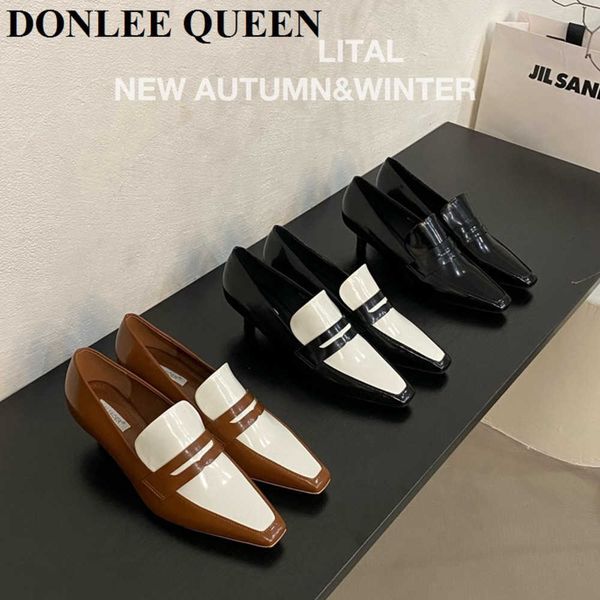 2023 new arrivals square toe med heels pumps women shoes brand mix color elegant dress british style loafers spring mujer 0220, Black
2023 new arrivals square toe med heels pumps women shoes brand mix color elegant dress british style loafers spring mujer 0220, Black