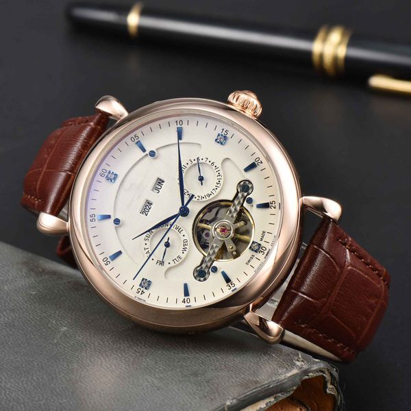 2023 men's luxury mechanical watch business leisure five-pin large flywheel studded with diamond multi-function dual calendar waterproo, Slivery;brown
2023 men's luxury mechanical watch business leisure five-pin large flywheel studded with diamond multi-function dual calendar waterproo, Slivery;brown