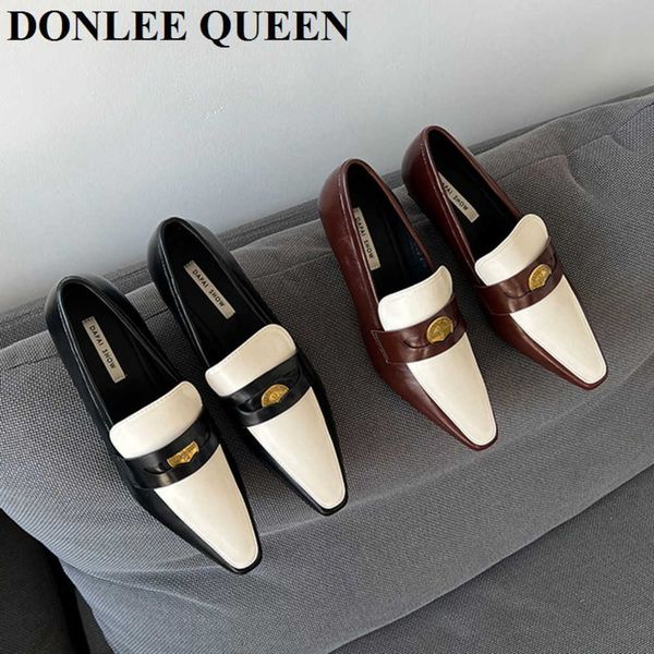2023 new brand square toe med heels pumps women shoes fashion mixed color elegant dress british style loafers spring mujer 0220, Black
2023 new brand square toe med heels pumps women shoes fashion mixed color elegant dress british style loafers spring mujer 0220, Black