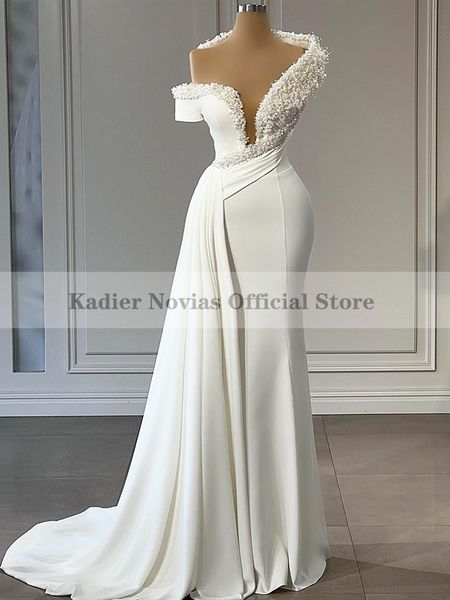 party dresses kadier novias long white summer women floor length satin mermaid wedding with pearls vestidos de novia kn531 230222, White;black
party dresses kadier novias long white summer women floor length satin mermaid wedding with pearls vestidos de novia kn531 230222, White;black