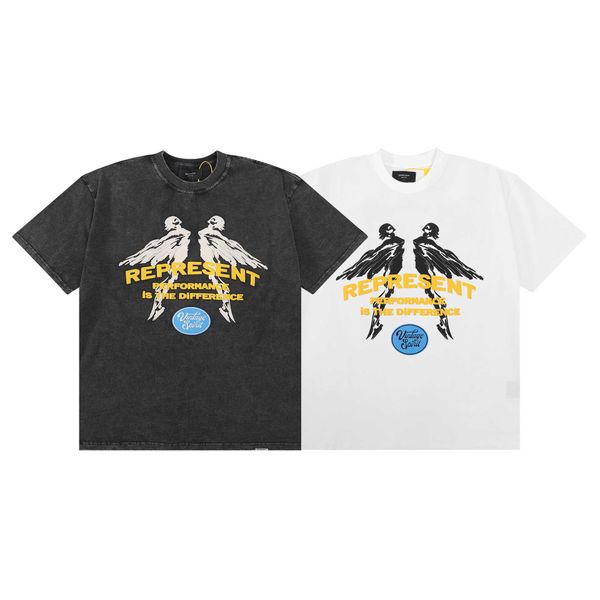 2023 men's and women's fashion t shirt western european brand designer rep angel print wash old small neckline loose short sleeve, White;black
2023 men's and women's fashion t shirt western european brand designer rep angel print wash old small neckline loose short sleeve, White;black