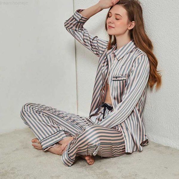two pieces set pajamas for women striped long sleeve sleep wear luxury satin silk female spring summer pjamas home clothes 0222
two pieces set pajamas for women striped long sleeve sleep wear luxury satin silk female spring summer pjamas home clothes 0222