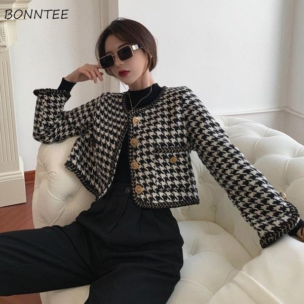 womens jackets women spring korean style long sleeve houndstooth elegant female short buttons vintage basic oneck office streetwear 230222, Black;brown
womens jackets women spring korean style long sleeve houndstooth elegant female short buttons vintage basic oneck office streetwear 230222, Black;brown
