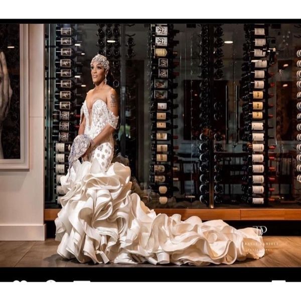 party dresses ruffle train luxury mermaid wedding strapless satin organza puffy tail elegant real bridal gown lace up customize dz71 230221, White;black
party dresses ruffle train luxury mermaid wedding strapless satin organza puffy tail elegant real bridal gown lace up customize dz71 230221, White;black