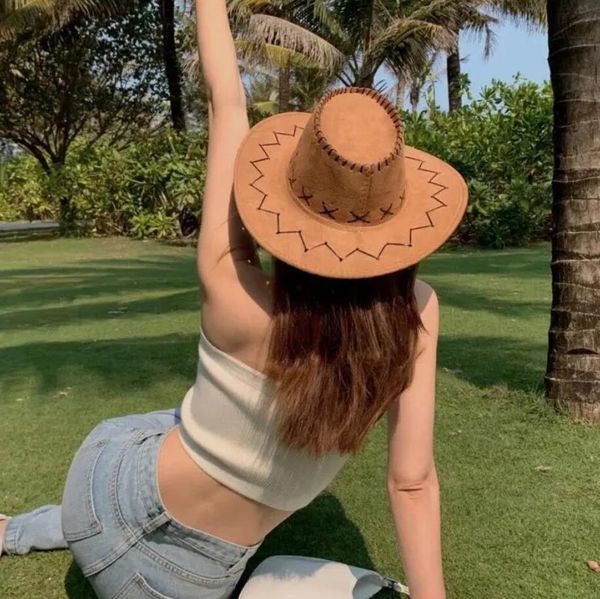 summer travel beach hats sunscreen suede leather western cowboy hat men women kids big wide brim sun jazz cosplay cap, Blue;gray
summer travel beach hats sunscreen suede leather western cowboy hat men women kids big wide brim sun jazz cosplay cap, Blue;gray