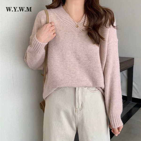 wywm winter v-neck knitted women's sweater autumn basic vintage long sleeve pullover korean lazy oaf fashion female clothing 230222, White;black
wywm winter v-neck knitted women's sweater autumn basic vintage long sleeve pullover korean lazy oaf fashion female clothing 230222, White;black
