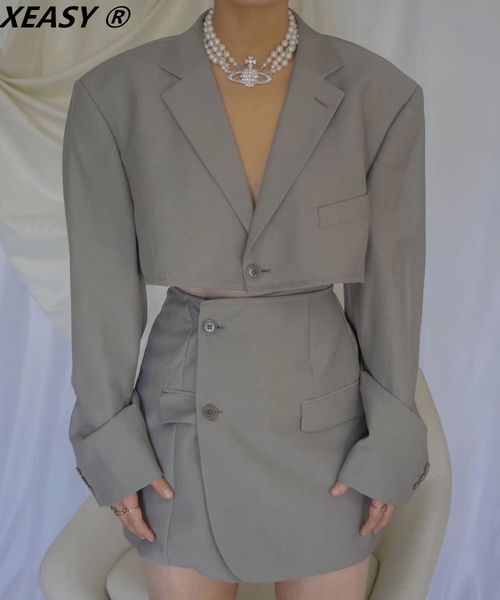two piece dress xeasy women fashion set vintage single button short blazer female high waist asymmetrical aline skirt england style suit 230, White
two piece dress xeasy women fashion set vintage single button short blazer female high waist asymmetrical aline skirt england style suit 230, White