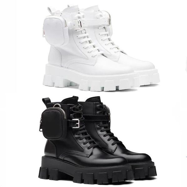 with box prad italy popular designer casual shoes sale for women brushed rois leather and nylon monolith boots a military ins yb, Black
with box prad italy popular designer casual shoes sale for women brushed rois leather and nylon monolith boots a military ins yb, Black