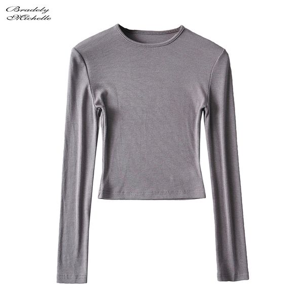 women's knits tees bradely michelle women clothing elastic cotton crop casual solid o-neck long-sleeve t-shirt 230222, White
women's knits tees bradely michelle women clothing elastic cotton crop casual solid o-neck long-sleeve t-shirt 230222, White