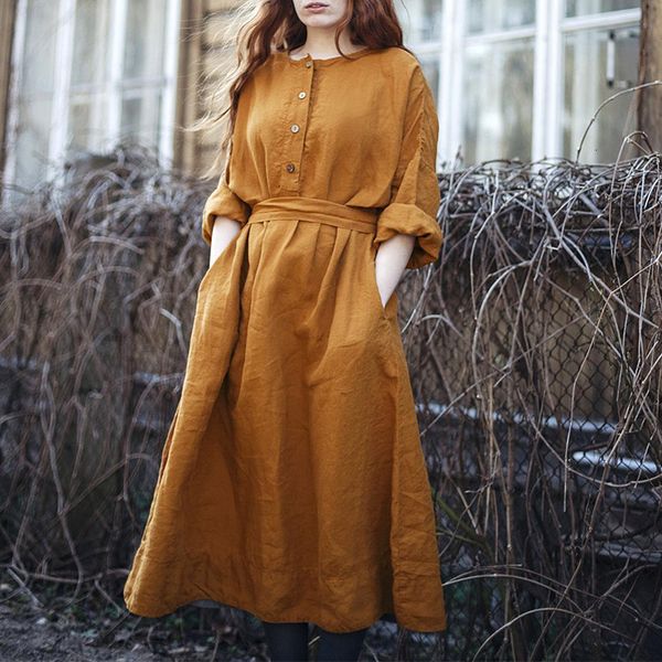 casual dresses vinatge 100% linen women dress casual solid long sleeve button up korean harajuku long maxi belt derss pockets vestido 230222, Black;gray
casual dresses vinatge 100% linen women dress casual solid long sleeve button up korean harajuku long maxi belt derss pockets vestido 230222, Black;gray