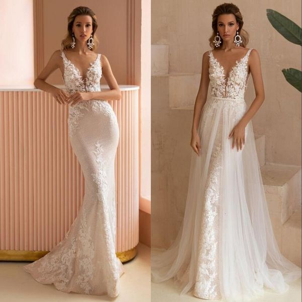 party dresses 2023 mermaid wedding detachable train lace appliques vneck backless vestidos novia sleeveless robe 230221, White;black
party dresses 2023 mermaid wedding detachable train lace appliques vneck backless vestidos novia sleeveless robe 230221, White;black