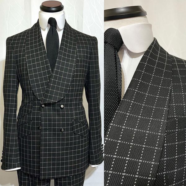 men's suits blazers black men suit tailormade 2 pieces blazer pants square plaid double breasted lapel fashion business wedding groom p, White;black
men's suits blazers black men suit tailormade 2 pieces blazer pants square plaid double breasted lapel fashion business wedding groom p, White;black