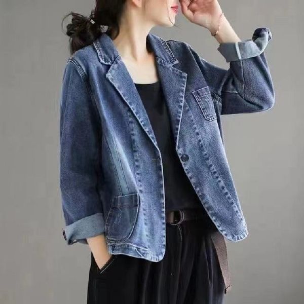 womens jackets women blazers spring and autumn outwear denim coat single botton pockets jacket 230222, Black;brown
womens jackets women blazers spring and autumn outwear denim coat single botton pockets jacket 230222, Black;brown