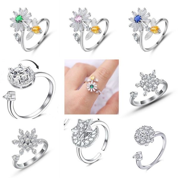 5pcs fidget spinner ring anxiety for women multiple crystal flower butterfly animal ring rotate anti stress wedding jewerly, Silver
5pcs fidget spinner ring anxiety for women multiple crystal flower butterfly animal ring rotate anti stress wedding jewerly, Silver