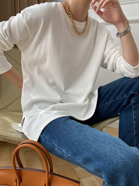 women's tshirt comfortable brushed baby velvet loose big white tshirt split layered bottoming shirt autumn and winter 230222
women's tshirt comfortable brushed baby velvet loose big white tshirt split layered bottoming shirt autumn and winter 230222