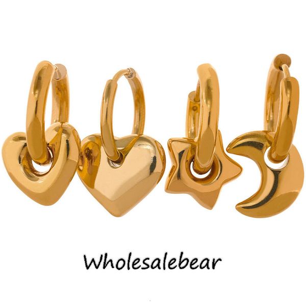 star moon heart pendant stud earring drop hoop huggie earrings 18k gold plated trendy waterproof stainless steel fashion charm jewelry, Golden;silver
star moon heart pendant stud earring drop hoop huggie earrings 18k gold plated trendy waterproof stainless steel fashion charm jewelry, Golden;silver