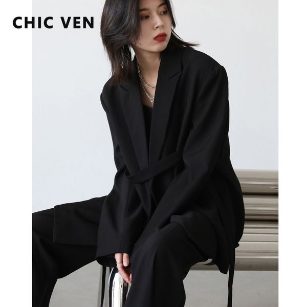 womens two piece pants chic ven women blazer black ribbon medium long coat loose female pant suits office lady business spring autumn 23022, White
womens two piece pants chic ven women blazer black ribbon medium long coat loose female pant suits office lady business spring autumn 23022, White