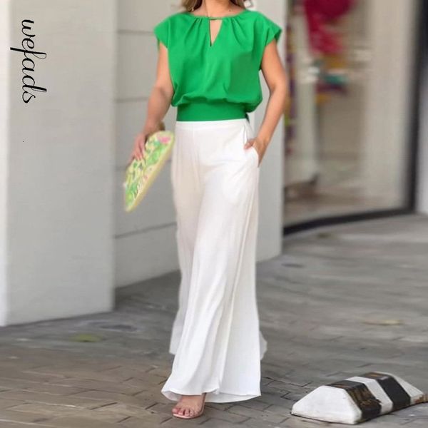womens two piece pants wefads women set summer casual short sleeve v neck cutout nipped waist loose wide legs sets high streetwear 230222, White
womens two piece pants wefads women set summer casual short sleeve v neck cutout nipped waist loose wide legs sets high streetwear 230222, White