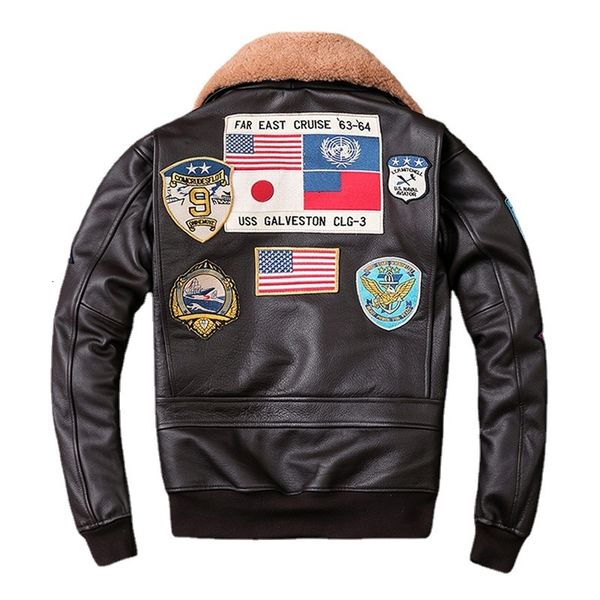 men s leather faux air force g1 flight jacket thickening quilted layer cow men coat winter s m212 230221, Black
men s leather faux air force g1 flight jacket thickening quilted layer cow men coat winter s m212 230221, Black
