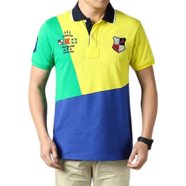 large size men's short-sleeved polos shirt stitching short-sleeved men's designer lapel embroidery short-sleeved 100% cotton casua, Black;brown
large size men's short-sleeved polos shirt stitching short-sleeved men's designer lapel embroidery short-sleeved 100% cotton casua, Black;brown