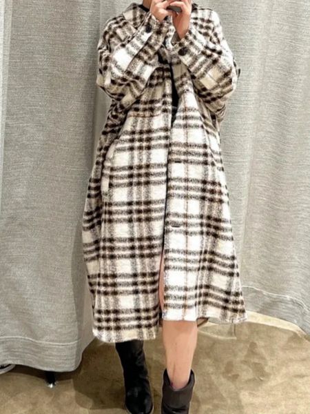 women's jackets autumn and winter lapel color blocked plaid pocket woolen trench wool blend coat 230222, Black;brown
women's jackets autumn and winter lapel color blocked plaid pocket woolen trench wool blend coat 230222, Black;brown