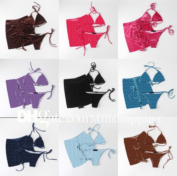 3 piece set womens swimwear three piece velvet bikini bathing suit fashion ladies swimsuit swim skirt, Black
3 piece set womens swimwear three piece velvet bikini bathing suit fashion ladies swimsuit swim skirt, Black
