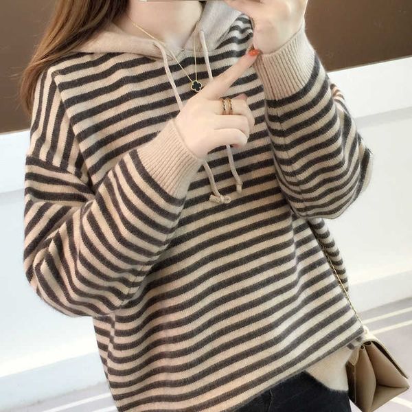 sweater women fashion 2022 autumn winter new hooded pullover loose long-sleeved striped 230222, White;black
sweater women fashion 2022 autumn winter new hooded pullover loose long-sleeved striped 230222, White;black
