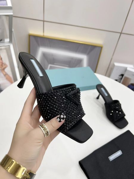 new style designer sandals classic triangle inlaid with diamond high-quality sheepskin high heels selling women's slippers size 35-42, Black
new style designer sandals classic triangle inlaid with diamond high-quality sheepskin high heels selling women's slippers size 35-42, Black